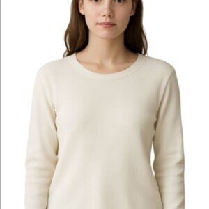 DYI Women's Long Sleeve Waffle Top White Size XL